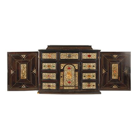 Appraisal: Italian Baroque Style Hardstone and Bone Inlaid Rosewood Table Cabinet