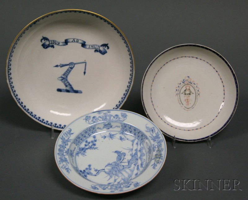 Appraisal: Three Chinese Export Plates th century one with the arms