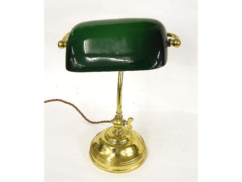 Appraisal: Brass desk lamp with green shade high a f