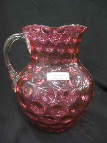 Appraisal: Cranberry Coin Spot Art Glass Pitcher ''