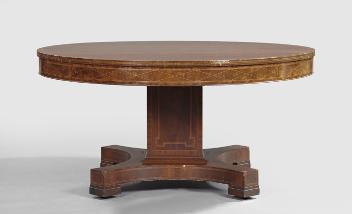 Appraisal: Federal-Style Inlaid Mahogany Dining Table early th century the circular