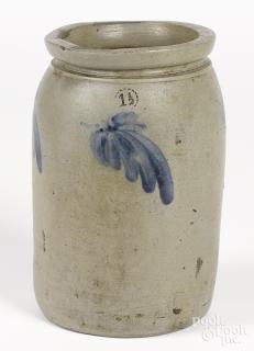 Appraisal: Pennsylvania one-and-a-half-gallon stoneware crock th c with cobalt floral decoration