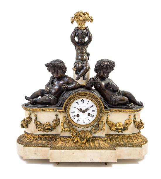 Appraisal: Sale Lot A French Gilt and Patinated Bronze and Marble