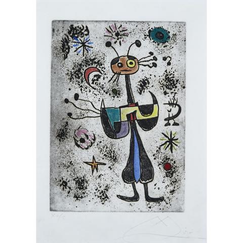 Appraisal: Follower of Joan Miro - FIGURE Spanish Colour etching on