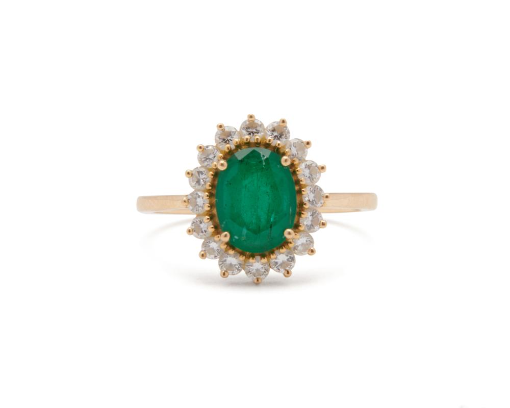 Appraisal: LUX BOND GREEN K Gold Emerald and Diamond Ring centering