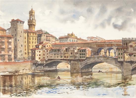 Appraisal: Joseph Sheppard American b View of the Ponte Vecchio in