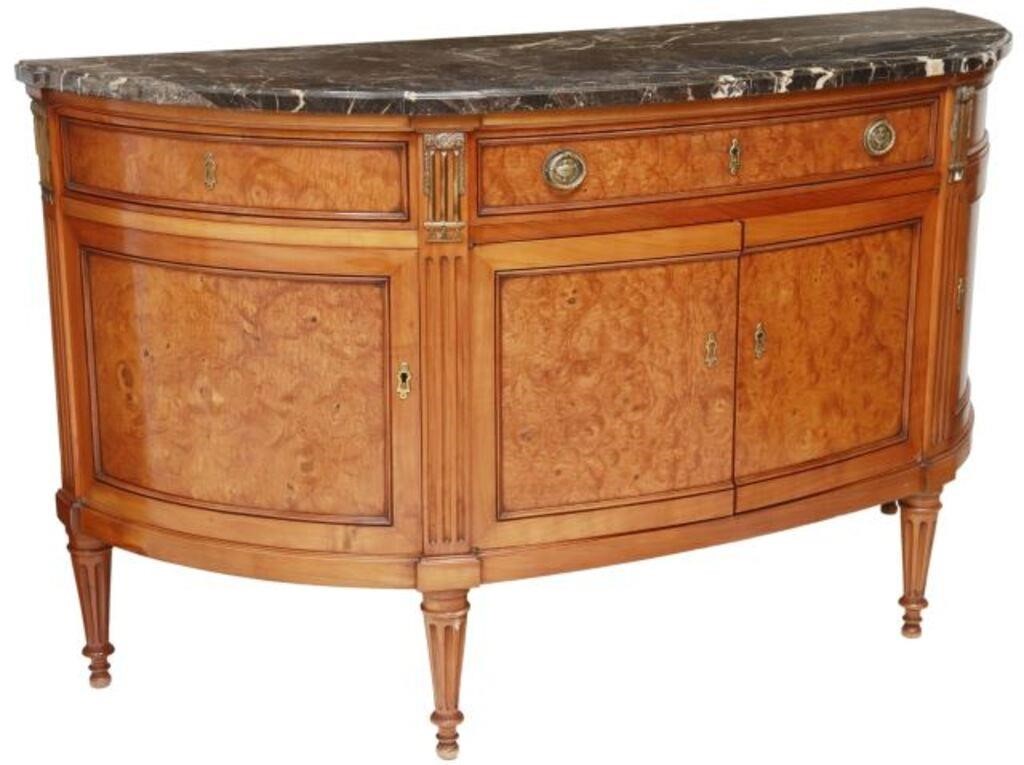 Appraisal: French Louis XVI style burlwood sideboard early th c having