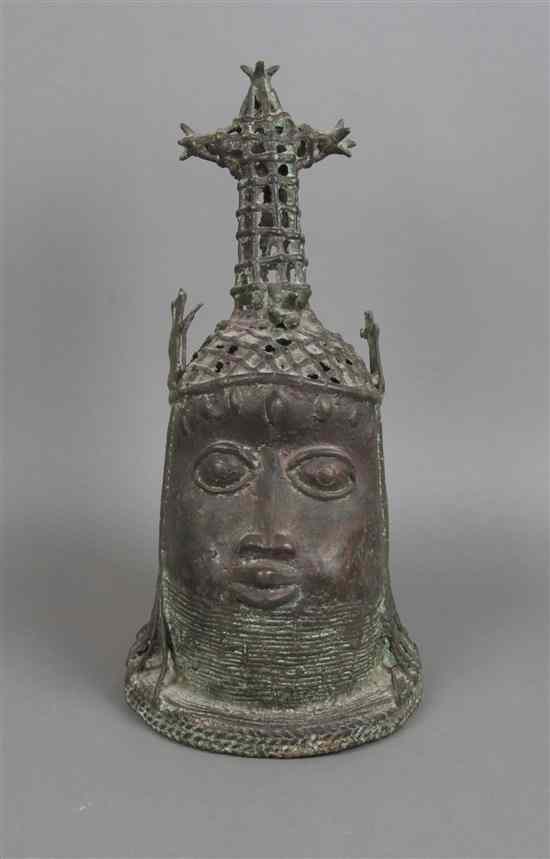 Appraisal: A Cast Bronze Bust Benin depicting a queen Height inches