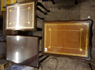 Appraisal: reproduction nest of glass top tables a brass side table