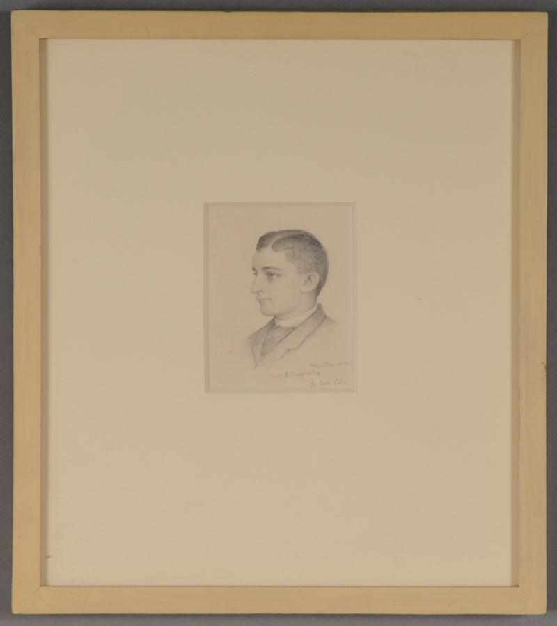 Appraisal: AMERICAN SCHOOL PENCIL BUST PROFILE PORTRAIT OF YOUNG MAN IN