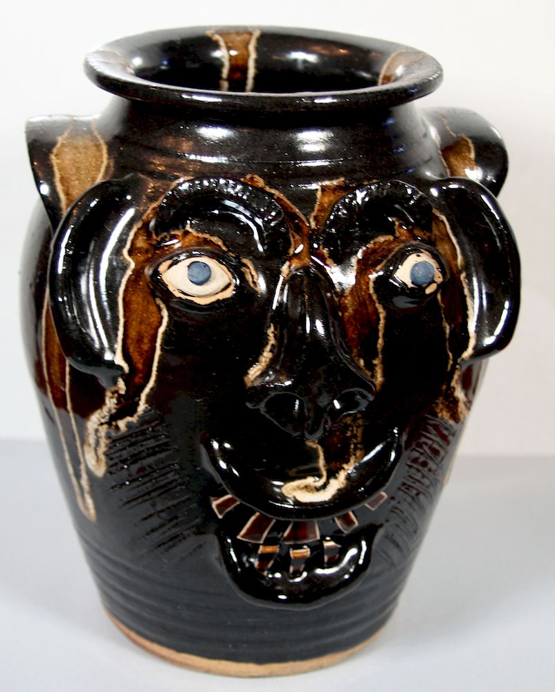 Appraisal: Outsider Art Charles Lisk Face Jug Lisk Charles b Face