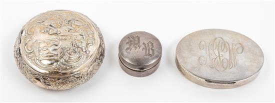 Appraisal: Sale Lot A Group of Three Silver Boxes comprising two