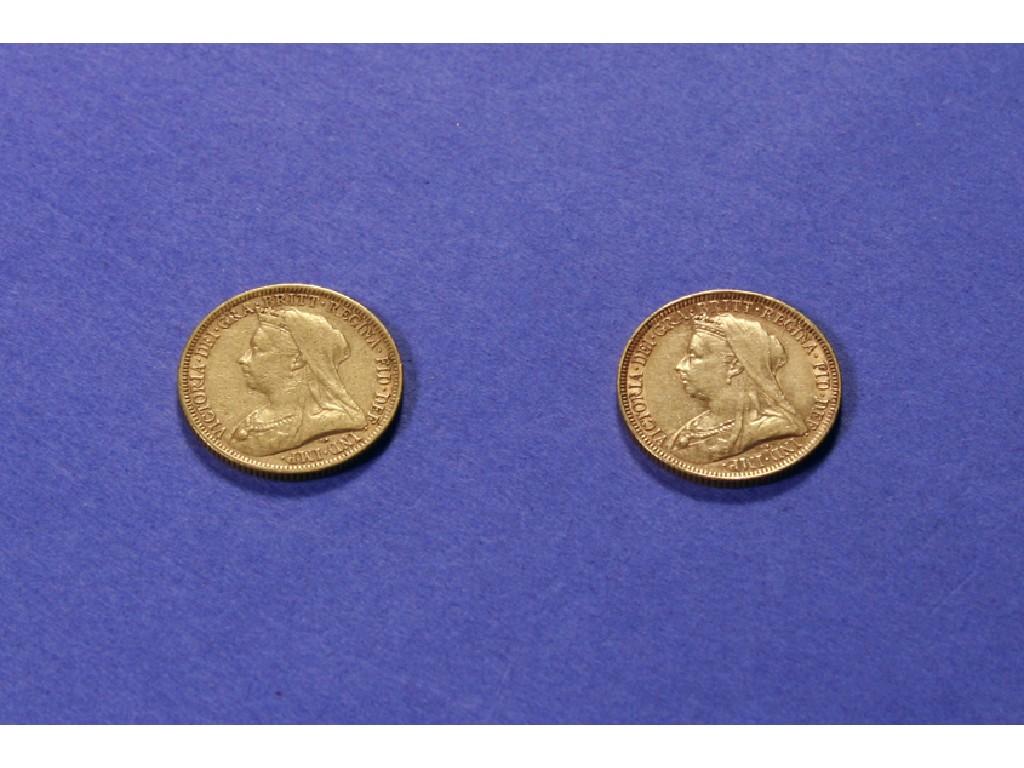 Appraisal: TWO VICTORIAN GOLD SOVEREIGNS dated