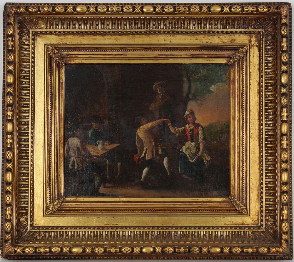 Appraisal: European School Antique Tavern Scene Painting European School Antique Tavern