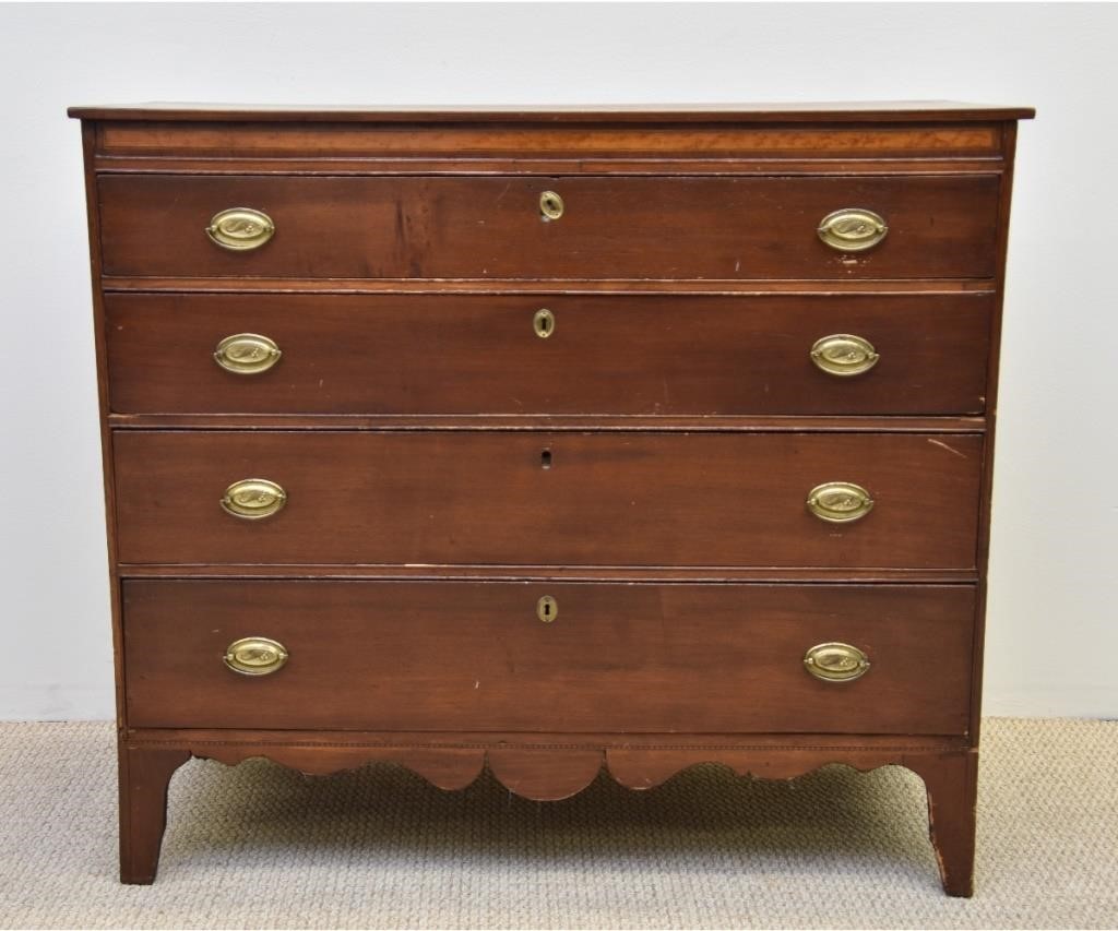 Appraisal: Federal mahogany inlaid chest of drawers attributed to Allison h