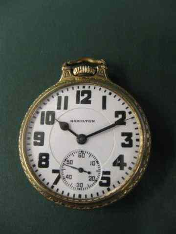 Appraisal: Hamilton Railroad Pocketwatch model jewel gold-filled open face circa working