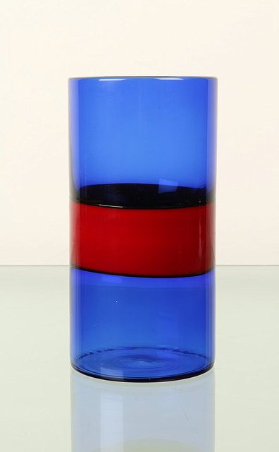 Appraisal: Fulvio Bianconi Italian - for VeniniVaseof cylinder form in cobalt