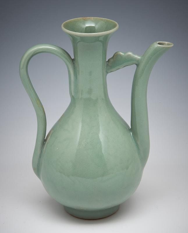 Appraisal: Chinese Longquan Celadon Ewer Chinese Longquan Celadon Ewer Of pear-shape