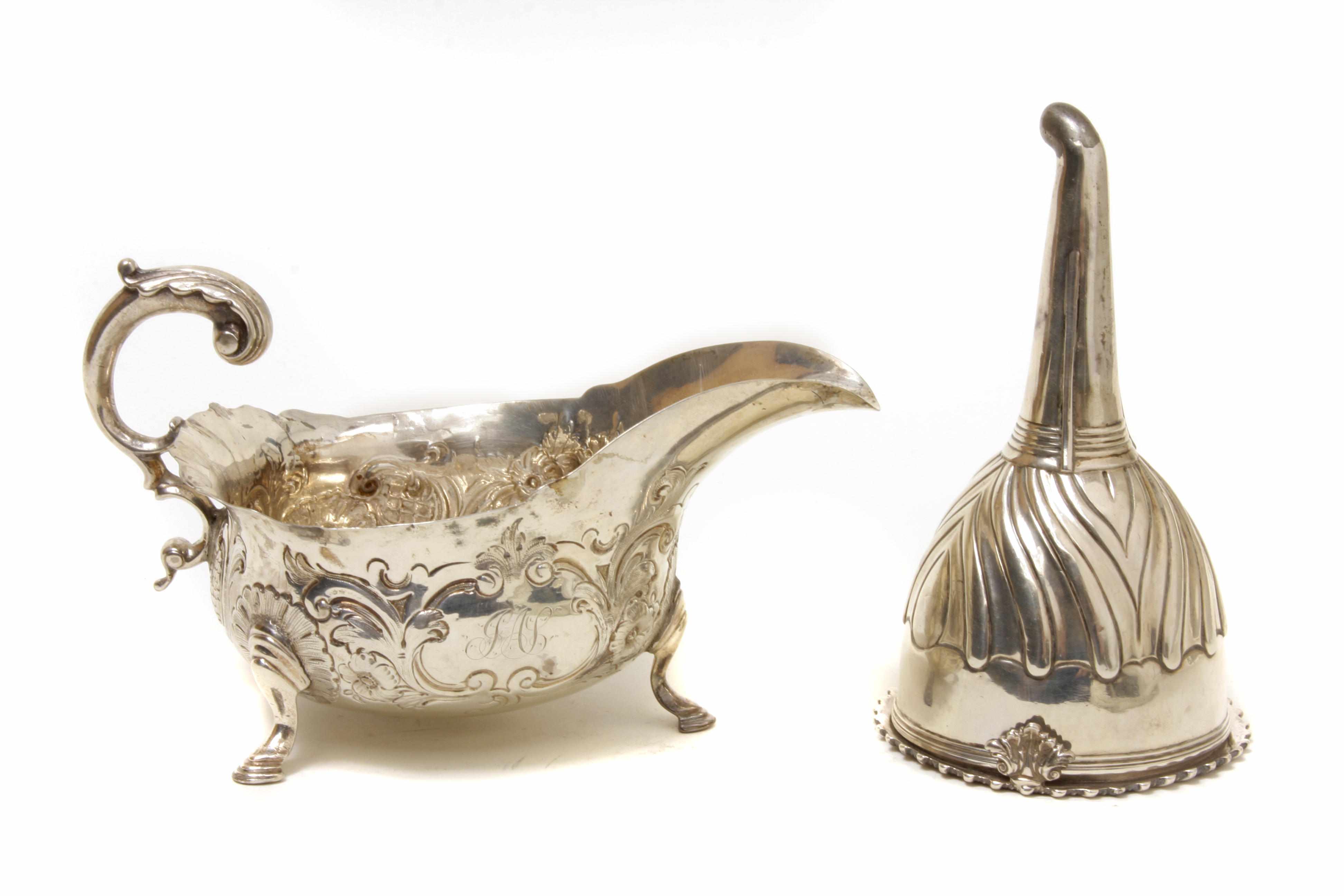 Appraisal: A George IV sterling silver wine funnel Maker's mark I