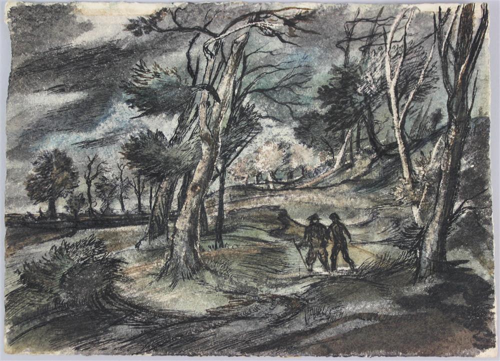 Appraisal: WILLIAM PALMER AMERICAN - THE HIKE Watercolor x in Provenance