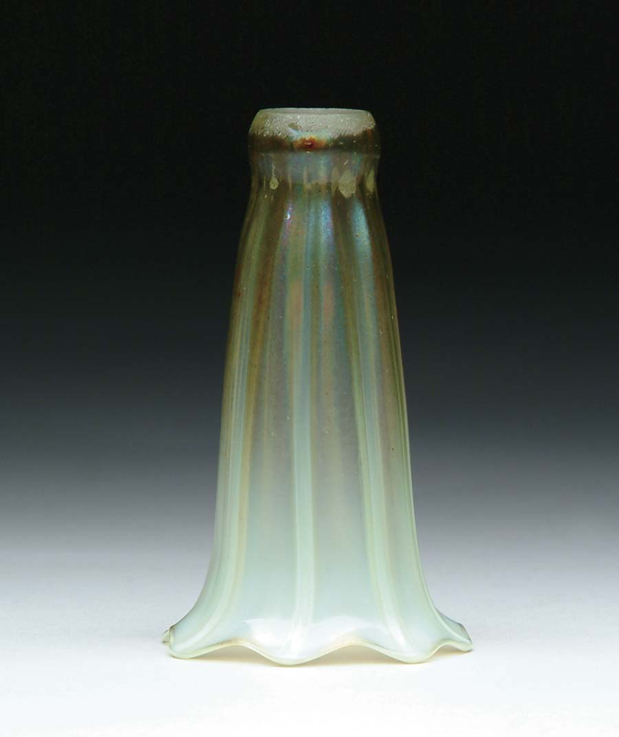 Appraisal: TIFFANY LILY SHADE Wonderful Tiffany lily is amber iridescent glass