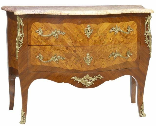 Appraisal: French Louis XV style bombe commode th c shaped marble