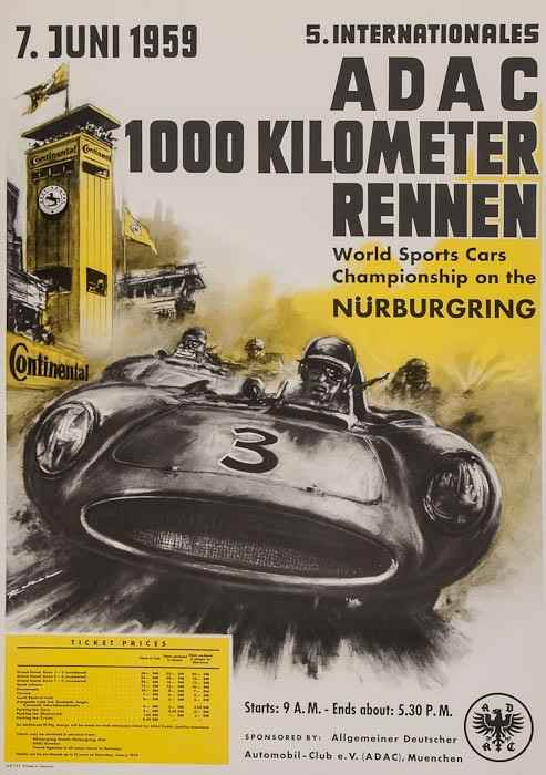 Appraisal: WALL R ADAC KILOMETER RENNEN Nurburgring offset lithograph in colours