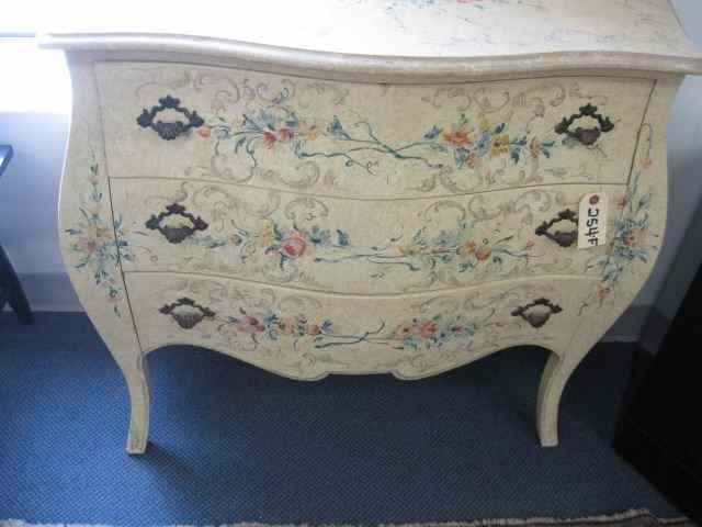 Appraisal: Italian Chest floral decor on eggshell three drawer '' tall