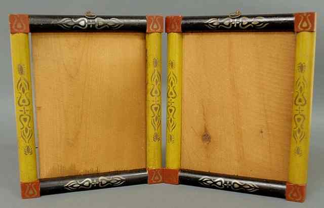 Appraisal: Pair of Pennsylvania German picture frames with stencil and paint