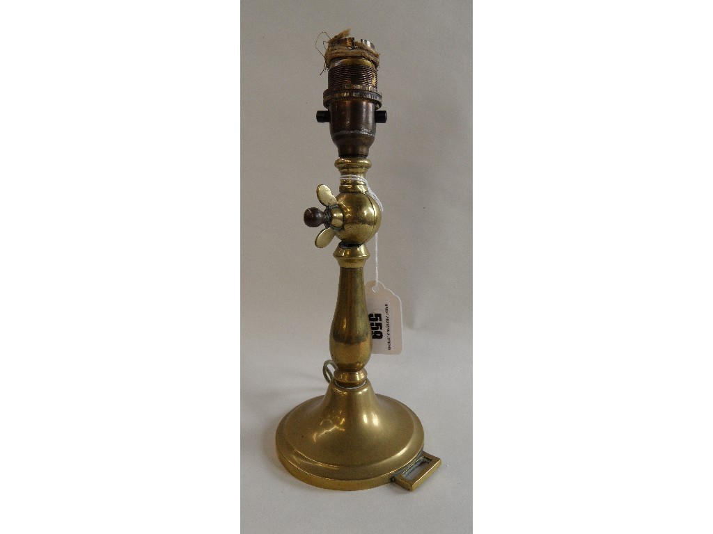 Appraisal: Brass ships table lamp