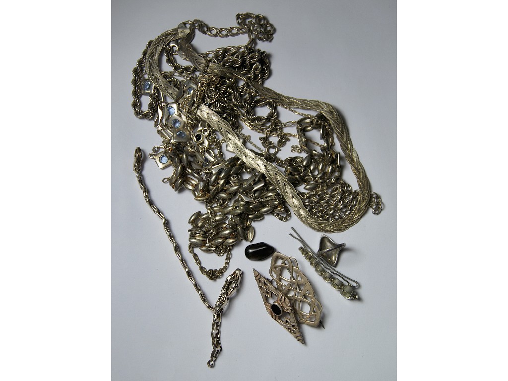 Appraisal: Quantity of white metal modern jewellery some stamped including necklaces