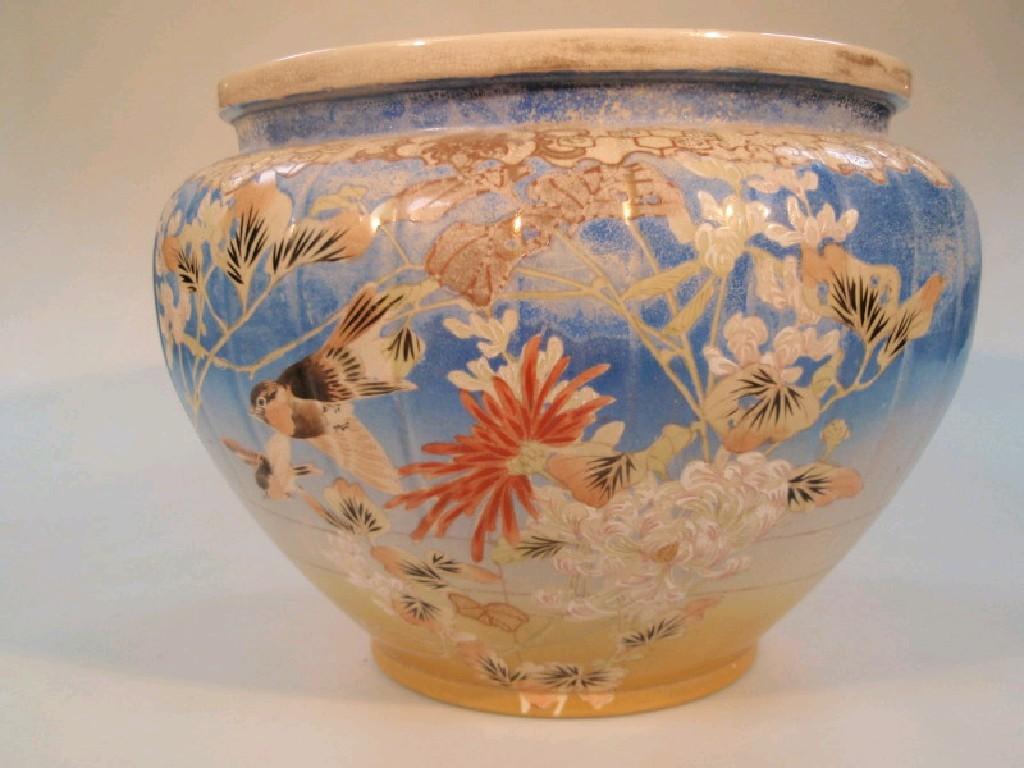 Appraisal: A late thC Japanese satsuma jardiniere decorated with birds and