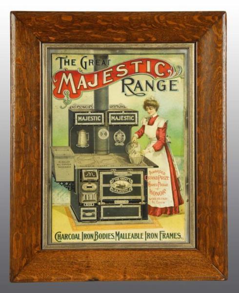 Appraisal: The Great Majestic Range Tin Sign Description Late s Beautiful