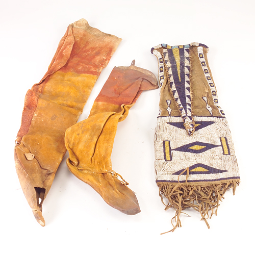 Appraisal: Native American leather leggings general overall wear-remains of painted decoration