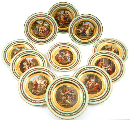 Appraisal: Eleven Royal Vienna style cabinet plates depicting enhanced transfer images