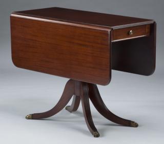 Appraisal: Mahogany drop leaf table with single drawer Mahogany drop leaf