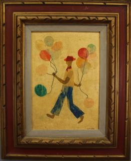 Appraisal: Balloon Man V Stilson String Watercolor Collage Balloon Man V