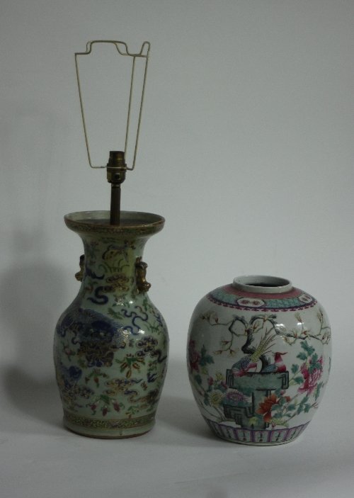 Appraisal: Two Chinese ceramic lamps