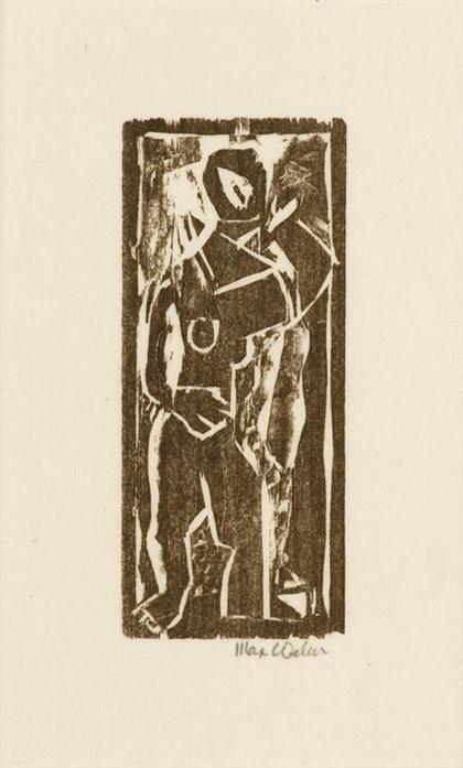 Appraisal: MAX WEBER american - two woodcuts STANDING FEMALE FIGURE -