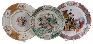 Appraisal: Three Asian Chargers Chinese th century famille verte charger with