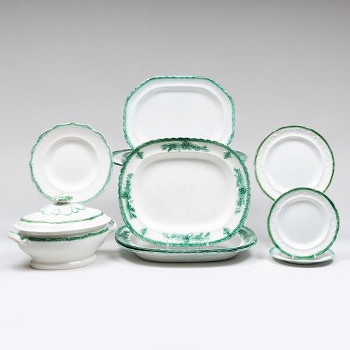 Appraisal: ASSEMBLED SET OF GREEN GLAZED CREAMWAREUnmarked Comprising Six platters in