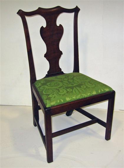 Appraisal: Chippendale mahogany side chair Shaped and beaded crestrail with shell