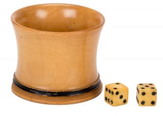 Appraisal: Wooden Cup Circa Small turned boxwood dice cup with smooth