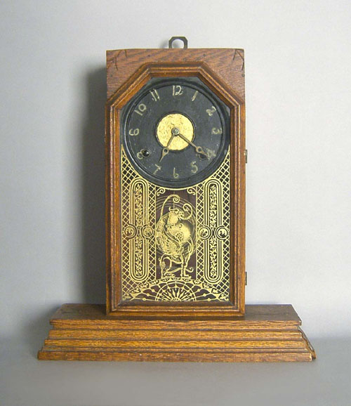 Appraisal: Empire mahogany mantle clock h w together with an Ingraham