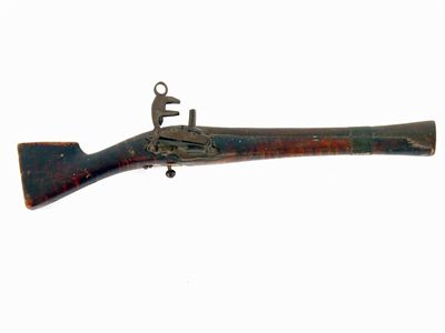 Appraisal: A continental blunderbuss type flintlock pistol the chased steel barrel