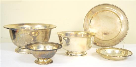 Appraisal: STERLING Three footed bowls the largest Revere style Sandborn Sterling