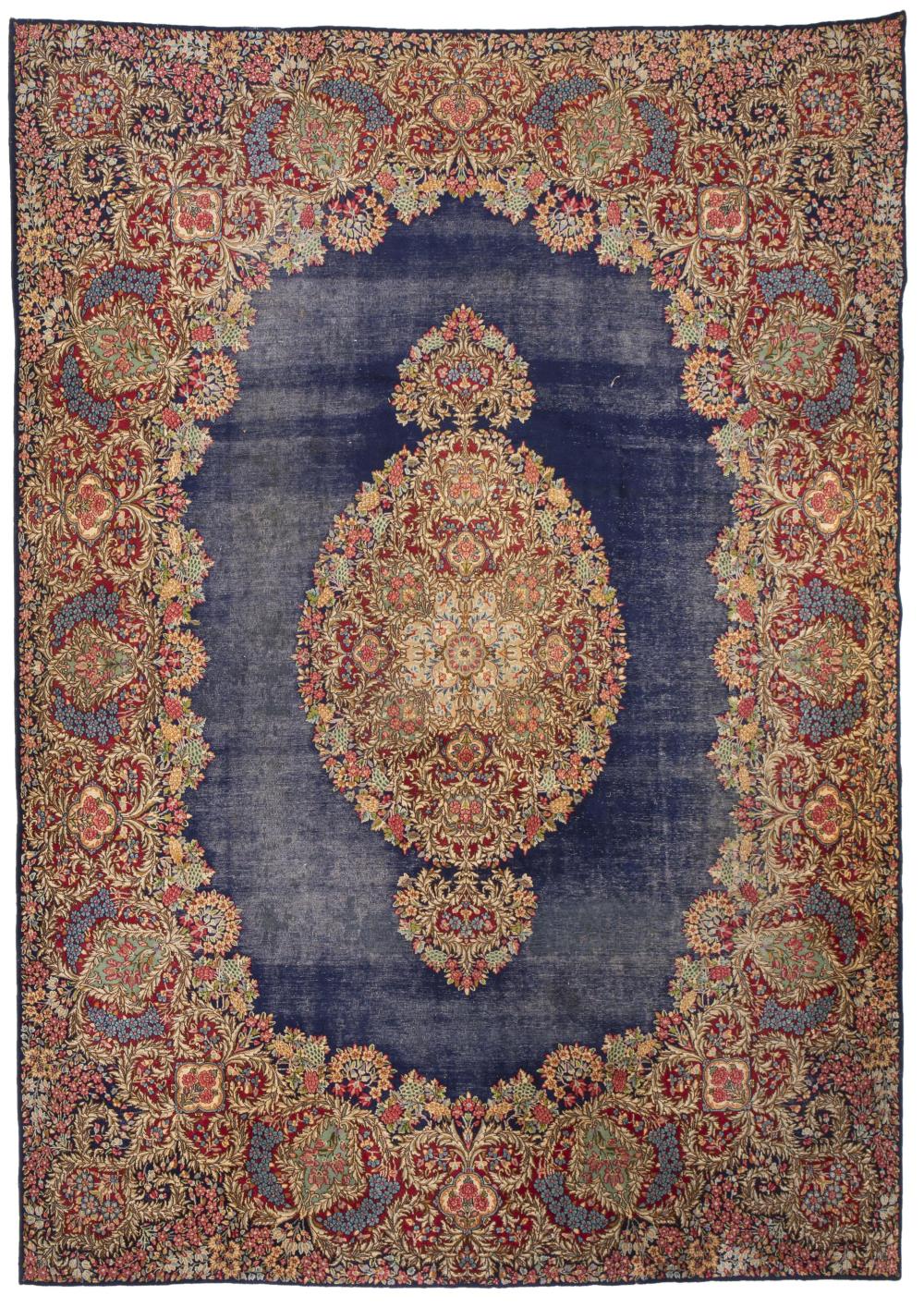 Appraisal: A Kerman area rug Circa s Wool on cotton foundation