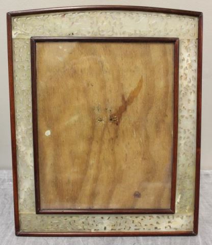 Appraisal: Antique Vintage Chinese Jade and Hardwood EaselBack Photo Frame Reticulated