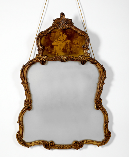 Appraisal: French Carved Giltwood and Plaster Bipartite Looking Glass first quarter