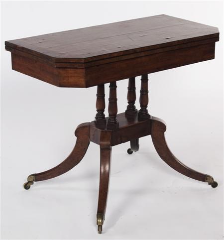 Appraisal: A th century mahogany card table the crossbanded rectangular top